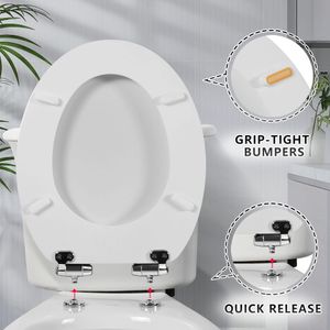 Angel Shield Wooden Toilet Seat – Soft Close, Antibacterial, White