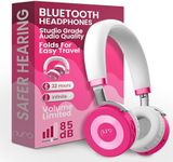 Puro Sound Labs JuniorJam Plus Volume-Limiting Wireless Bluetooth Headphones for Kids, Secure Audio with Adjustable On-Ear Design, 22-Hour Battery Life, Ideal for Tablets, Smartphones & PCs - Pink