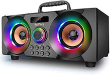 60W(80W Peak) Portable Bluetooth Speaker with Subwoofer Heavy Bass, Wireless Speakers Bluetooth 5.0, Support FM Radio, MP3 Player, EQ,LED Colorful Lights, Loud Stereo Speaker for Home, Party, Outdoor