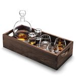 LSA Whisky Islay Connoisseur Set Clear & Walnut Tray L44cm | SET | Handmade Glass and Wood | WH10