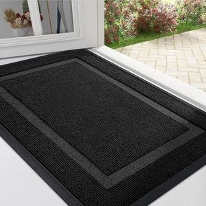 Arotive Front Door Mat Outdoor Indoor Entrance, Non Slip Heavy Duty Sturdy Natural Rubber Mat, Durable & Fade Resistant, Easy Clean Low Profile Welcome Mat for Entryway and Patio, 30 x 17, Black