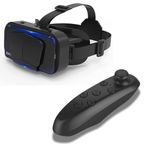Drumstone VR Headset with Bluetooth Controller for Smartphones (4.7–6.7 Inch), Adjustable IPD & Focus, 3D Virtual Reality Glasses with Adjustable Head Strap for VR Videos & Compatible Games
