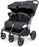 For Your Little One Duo Twin Easyfold Pushchair - Black, Foldable, for Newborn to 3 Years, Compact & One Hand Folding, Only 76cm Wide