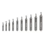 MUUNN 10 Pack Tungsten Free Rig Skinny Drop Shot Weights,Raindrop Free Rig Fishing Sinkers kit for Drop Shot Rig,97% Density Tungsten Fishing Weights(Plain,1/16oz)