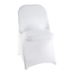 WELMATCH White Spandex Folding Chair Covers - 50 PCS Weddding Events Party Decoration Stretch Elastic Chair Covers Good (White, 50)