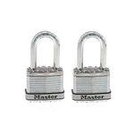 Master Lock M1XTLF Magnum Heavy Duty Padlock with Key, 2 Pack Keyed-Alike, Silver