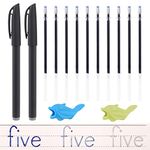 funvce 10Pcs Magical Pen Refills for Magic Copybook, Magic Pens with 2 Pen Holders for Reusable Magic Practice Copybook, Drawing Pen of Invisible Ink, Tracing Workbook Calligraphy Material for Kids