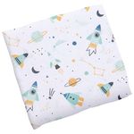 Stephen Joseph Space-Themed Unisex Baby Cotton Muslin Swaddle Blanket - Soft, Breathable Wrap for Newborns