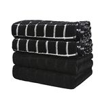 samsto Kitchen Towels Cotton Black - Tea Towels Absorbent - Thick Dish Towels - Hand Towels for Kitchen with Hanging Loops, 45x65cm, 4 Pack