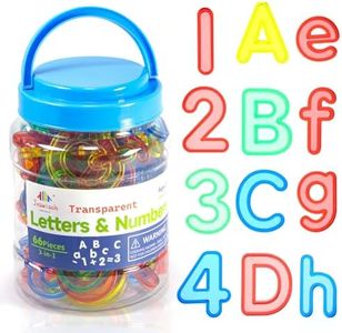 Joswisch Transparent Letters and Numbers Set, 66 Pcs Transparant Toys for Light Table, Plastic Numbers for Counting and Spelling, Manipulate Light Box Accessory, Sensory Play, Uppercase Lowercase