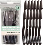 JAPONESQUE Essentials Dermaplaner Facial Hair Razors 12 Pack – Precision Blades for Peach Fuzz Removal, and Eyebrow Shaping for Men & Women