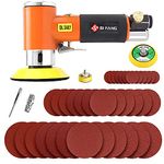 SI FANG Mini Random Orbital Air Sander Kit, Air Sander Car Polisher with 45Pcs 1'' 2'' 3'' Sanding Discs Pads, High Speed Sanding Machine Air Grinder Tools for Fine Grinding & Polishing(Orange)