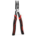 HAUTMEC 9" Needle Nose Pliers,High Leverage Combination Pliers 4 in 1 Multifunctional Heavy Duty Long Nose Pliers HT0274-PL