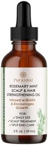 Puravital Rosemary Mint Scalp & Hair Strengthening Oil, Organic Pure Rosemary Oil For Hair Growth Infused With Biotin for All Hair Types, Scalp Treatment Nourishing Healthier & Thicker Hair Growth (60ml)