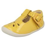 Clarks Roamer Star Infant Yellow Patent Leather Girls Pre Walker T Bar Shoes 5½ G