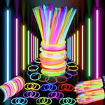 Party Glow Sticks for Kids- 100 Pcs Glow in the Dark Sticks with Connectors- Premium 8 inch Glow Sticks Bulk Party Pack- Glow Party Favors- Ultra Bright Glow Party Supplies- 100 Pack