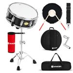 Vangoa Snare Drum Set with Remo Head 14" x 5.5" Student Marching School Band Snare Drum Kit Beginner Practice with Drumstick Holder, Stand, Padded Gig Bag, Mute Pad, Neck Strap, and 5A Sticks, Black