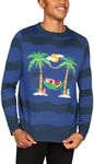 Tipsy Elves Ugly Christmas Sweaters for Men - Colorful and Funny Men's Christmas Sweaters - Festive Holiday Pullovers - Men's Hilarious Blue Hammock Holiday Christmas Ugly Sweater Size 3X-Large