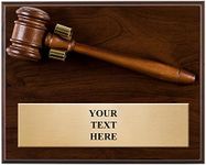 GAVEL PLAQUES - 8 x 10 Wood Gavel Plaque Award With Customized Text