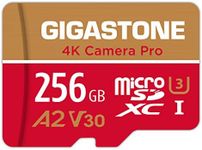 Gigastone 256GB Micro SD Card, A2 V30 Runs App for Smartphone, UHD 4K Video Recording, High speed 4K Gaming 100MB/s, Micro SDXC UHS-I U3 C10 Class 10 Memory Card with Adapter, 5-year Warranty