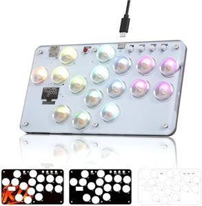 RK ROYAL KLUDGE T16C Arcade Stick 16 Keys with Custom RGB & Hot Swap, All-Button Arcade Controller for PC/Ps3/Ps4/Switch/Steam, SOCD & Turbo Functions, GP2040-CE