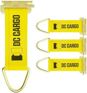 4 E-Track Rope Tie-Offs Cargo Tie-Downs, Truck Accessories with Etrack Spring Fitting Attachments for Load TieDown in Pickups, Trucks, Vans, Trailers, 2" x 6" Yellow E Track TieOffs (4)