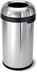 simplehuman 60 Litre / 16 Gallon Bullet Open Top Rubbish Bin, Commercial Grade Heavy Gauge, Brushed Stainless Steel