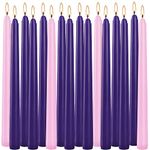 AOLDHYY istmas Advent Candles Set, 12 Purple and 4 Pink Taper Candles, 10'' Unscented Candlestick for Seasonal Celebrations (XZX211)