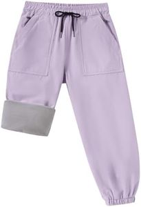 Buyboxs Kids Snow Pants Fleece Lined Girls Waterproof Pants Purple 10-12Y | Boys Grils Snowpants, Thermal Rain Pants, Youth Insulated Trousers, Windproof, Elastic Cuff, for Skiing, Hiking, Outdoor