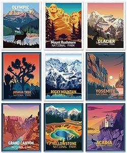 Outus 9 Pieces Vintage National Park Posters, National Park Art Prints Nature Wall Art and Mountain Print Set Abstract Travel Unframed for Hikers Campers Living Room Decor, 8 x 10 Inch(National Park)