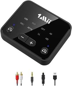 1Mii Bluetooth 5.3 Transmitter for TV to 2 Wireless Headphones, Long Range 100ft Bluetooth Adapter for TV aptX Low Latency& HD/Volume Control, Optical/USB/AUX/RCA Audio Inputs