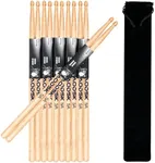 AODSK Drum Sticks 5A Classic America Maple Wood Tear Drop Tip Drumsticks Anti-Slip,Suitable for adults and children with storage Bags-6 Pairs