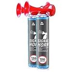 AAB Signal Horn - Set of 2 - Loud Supporters Air Horn, Party Horns, Gas Air Horn, Long Lasting Hand Held Horn, Sport Accessory, Up to 320 Short Sound Signals