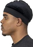 Veeta Superior Wave Cap - Soft Velvet Fabric | Maximum Compression Wave Cap | Soft Elastic Headband | Silky Polyester Liner (Black)