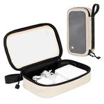 pack all Clear Electronic Organizer, TPU Cable Organizer Bag, Compact Cord Travel Organizer for Cables, Chargers, Phones, USB Cords, SD Cards (Beige)