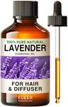 Kukka Lavender Essential Oil for Diffuser - Huge 4 Fl Oz - 100% Pure Natural Lavender Oil for Skin & Hair - Experience Calming Relaxation for Body, Aromatherapy & DIY Soap Making Scent