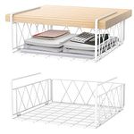 Under Shelf Basket, Hanging Storage Baskets Vertical Wire Rack with Liner for Kitchen Pantry, Cabinet Shelf (2 Pack)