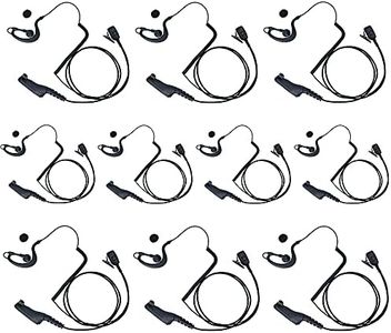 Caroo G Shape Earpiece Headset with Mic PTT for Motorola MTP850 APX 6000 4000 7000 8000 XPR 7550e 7550 6550 6350 7380 7350 7580 XiR-P8200 XiR-P8268 Walkie Talkie 2 Way Radio,10 Pack
