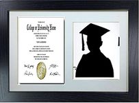 Ezelo UK- Graduation White Mounted Double Photo Frame for 1 A4 Certificate and 8X10'' Photograph (Black)