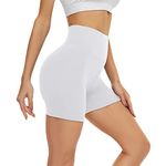 CAMPSNAIL Cycling Shorts Women High Waisted Yoga Shorts Womens Workout Gym Running Shorts White