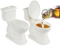 Throne Shots: Hilarious Toilet-Shaped Shot Glasses with Flip Lid for Custom Photo Gags, Ideal White Elephant Gift for Shot Fun, Parties, Funny Gifts for Adults, 1 oz, Set of 2