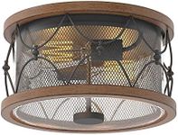 Inlight Thrasos 13'' Wide 2-Light Outdoor Flush Mount Ceiling Light, Black and Faux Barnwood Finish, Bulb Not Included, IN-0315-2-BK