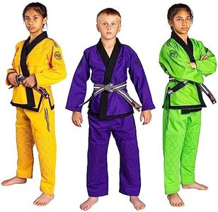 KO Sports Gear – Kids Gi Uniform Set, BJJ Jiu Jitsu Gi, Kimono and Pants, Pre-Shrunk, Purple, M0