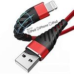 [MFi Certified] iPhone Charger Cable 2m, 2 Pack-Lightning Cable 6ft Extra Long 6 Feet Nylon USB Charging&Syncing Cord for Apple iPhone 11/11Pro/11Max/X/XS/XR/XS Max/8/7/6/5S… (2m, Red)