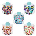 SuperBottoms Cloth Diapers for babies - Cloth Diaper Combo Pack of 5 Freesize UNO- New Version| Reusable Cloth Diapers for babies 3M to 3Y | With 5 organic cotton inserts/pads