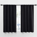 NICETOWN Blackout Kitchen Curtains 45 Inches Long 2 Panels for Small Window Covering - Halloween Decoration Thermal Insulating Room Darkening Light Out Curtain Drapes for Bedroom (Black, 42 W × 45 L)