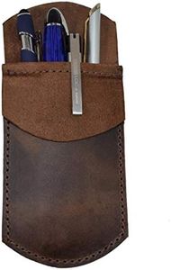 Hide & Drink, Durable Leather Pocket Protector, Pencil Pouch, Pen Holder for Shirt Pockets, Lab Coats, Backpacks, Office & Work Essentials, Handmade includes 101 Year Warranty (Bourbon Brown)