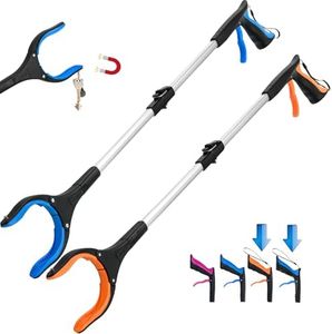 2-Pack Grabber Tool&Pickup Tool,2024 Upgraded Edition 32 Inch Foldable Pick Up Tool,360°Rotating Anti-Slip Jaw, Trash Grabber,Trash Picker Tool for Outdoor & Indoor (Blue&Orange)