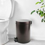 Zahari Home Mason Stainless Steel Metal Step Can 5 Liters/ 1.3 Gallon Wastebasket for Bathroom, Bedroom, Kitchen, Office - Includes Removable Liner Bucket, Bronze