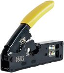 Klein Tools VDV226-107 Compact Ratcheting Modular Data Cable Crimper/Wire Stripper/Wire Cutter, CAT6, CAT5, CAT3, Flat-Satin Voice Cable